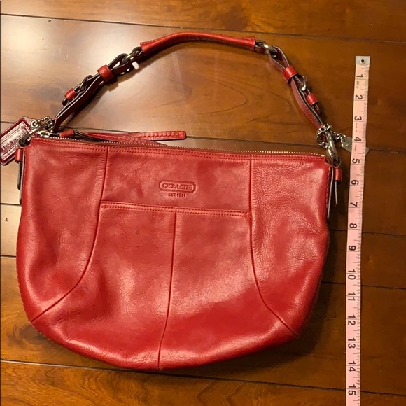 Red leather Coach purse - Picture 8 of 13